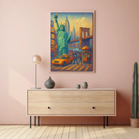 New York City Poster Abstract Mosaic Colorful Wall Art