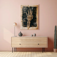 Elegant Skeletal Hand with Quill Artistic Poster