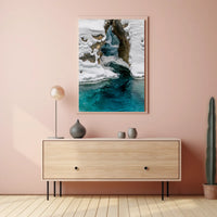 Serene Winter River with Icy Archway - National Park Poster