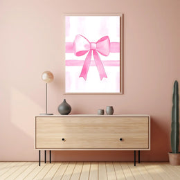 Pink Ribbon Elegance Minimalist Wall Art Poster