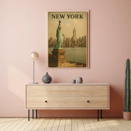New York Skyline And The Statue Of Poster