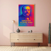 Grover Cleveland 22nd President of the United States Neon Gradient Overlay Poster