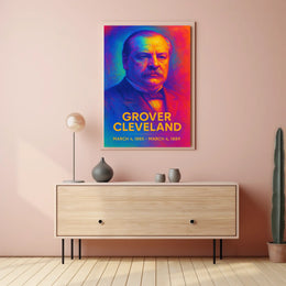 Grover Cleveland 22nd President of the United States Neon Gradient Overlay Poster