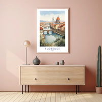 Florence Duomo and Arno River Watercolor Travel Poster PosterGoat