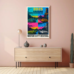 Motor City Revival Cruising Woodward Ave 2025 Poster PosterGoat