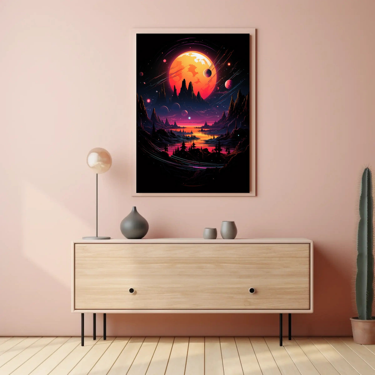 Cosmic Surrealism Alien Planet Art Poster