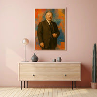 Elegant Portrait with Geometric Elegance: Abstract, Artistic Poster