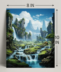 Serene Waterfall Landscape Poster