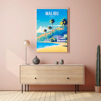Malibu Beach Paradise Travel Poster