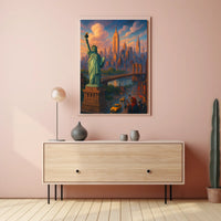 New York City Dreams Skyline Poster Modern Wall Art