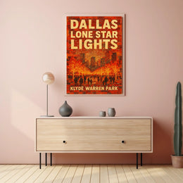 Dallas Lone Star Lights Cityscape Wall Art Print Poster