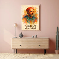 Amerigo Vespucci Watercolor Portrait Poster Art