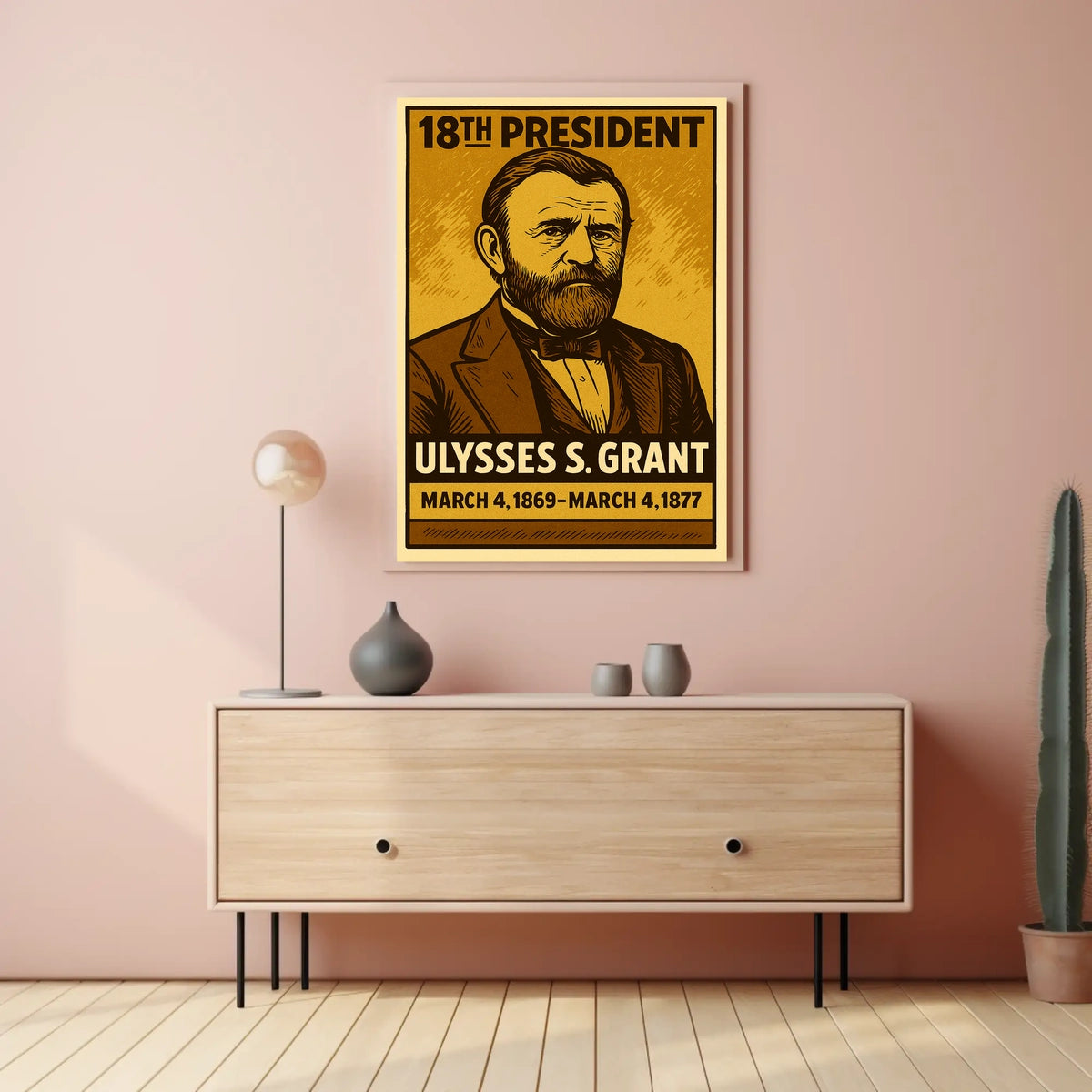 Ulysses S. Grant 18th President of the United States Inked Comic Style Poster