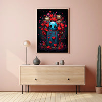 Whimsical Heart Explosion: Surreal Cartoon Art Poster