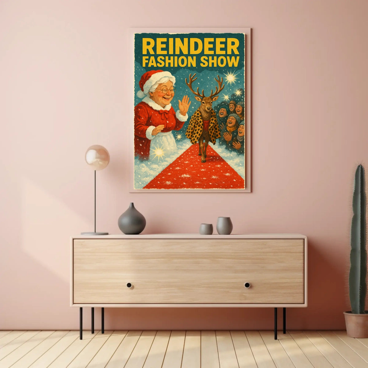Reindeer Fashion Show Vintage Holiday Animal Poster
