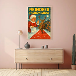 Reindeer Fashion Show Vintage Holiday Animal Poster
