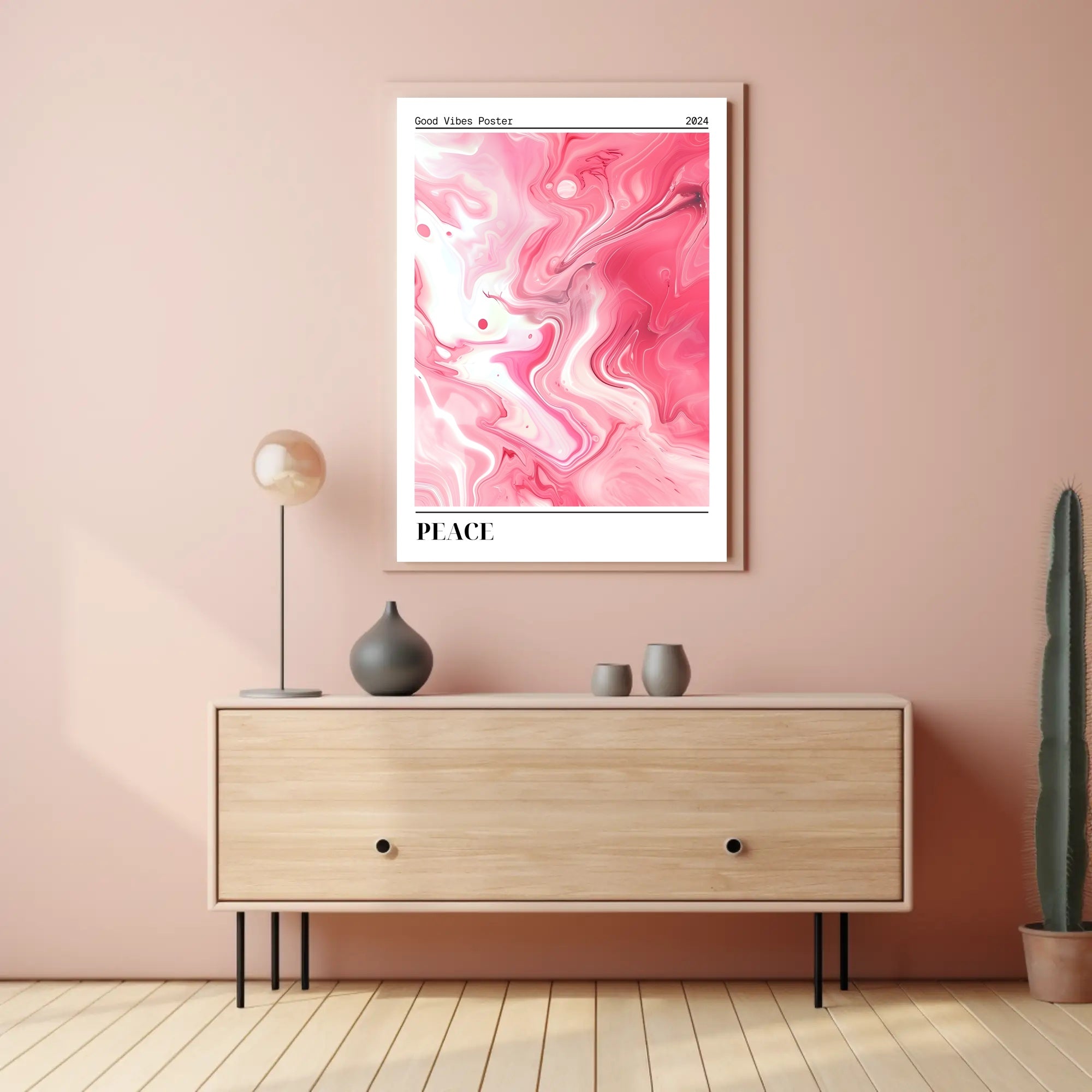 Good Vibes 2024: Serene Swirls Abstract or Artistic Poster PosterGoat