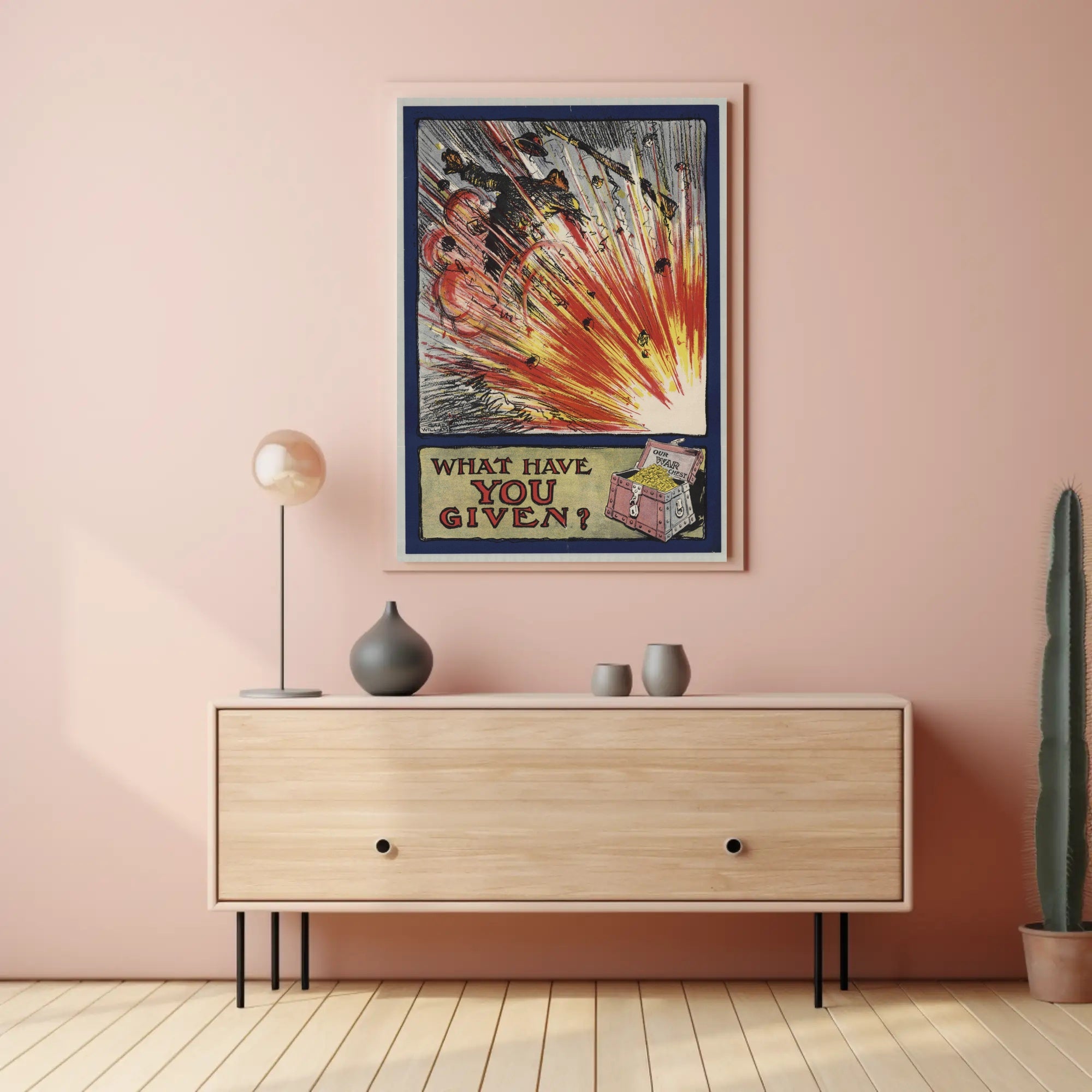 Vintage Explosion Battlefield Illustration: Striking Political or Propaganda Poster