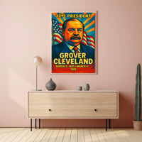 Grover Cleveland 22nd President of the United States Colorful Comic Book Style Poster