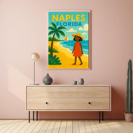 Naples Florida Beach Scene Poster Wall Art 18x24 Coastal