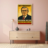 Woodrow Wilson 28th President of the United States Inked Comic Style Poster