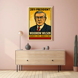 Woodrow Wilson 28th President of the United States Inked Comic Style Poster