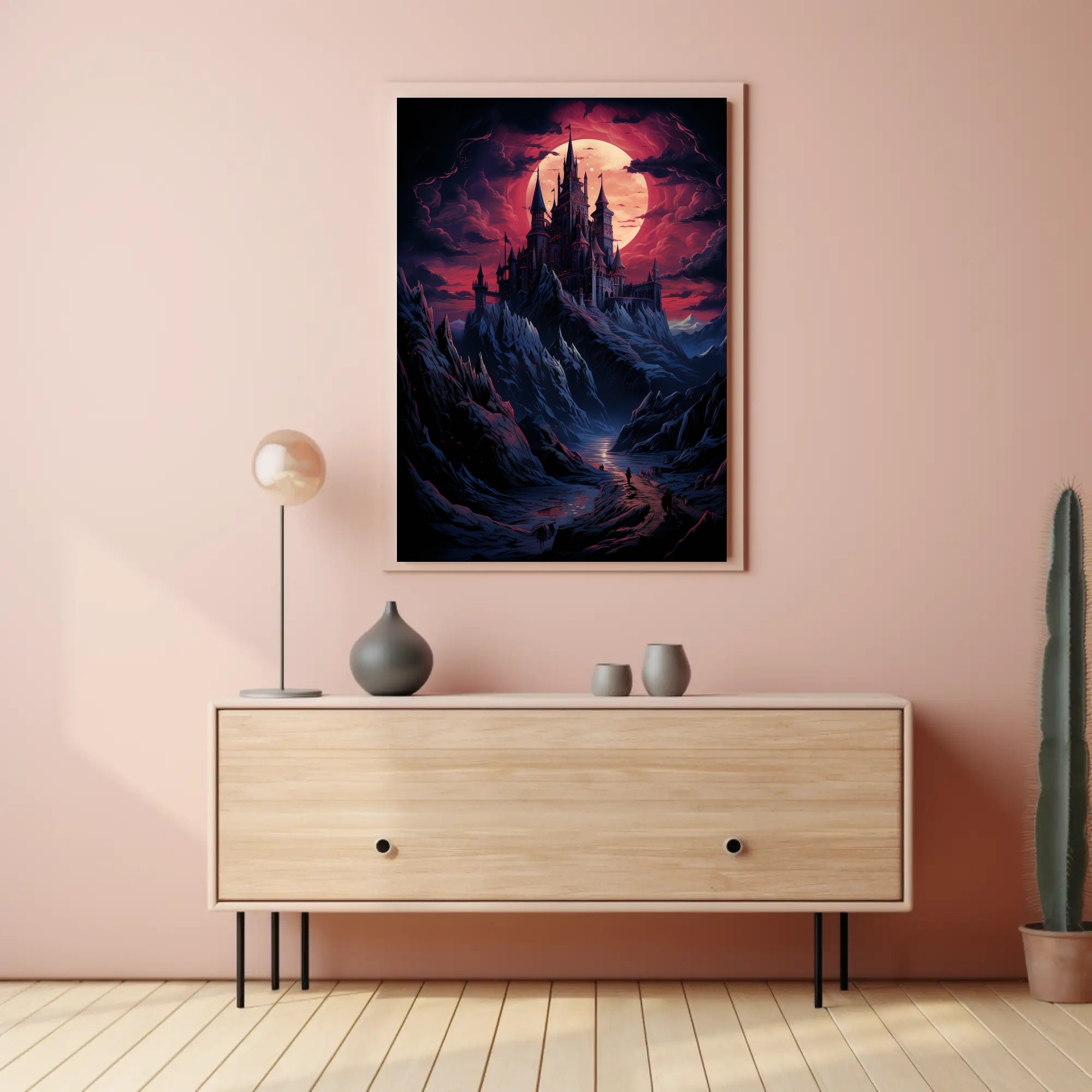 Enchanted Castle Under A Blood Moon Poster