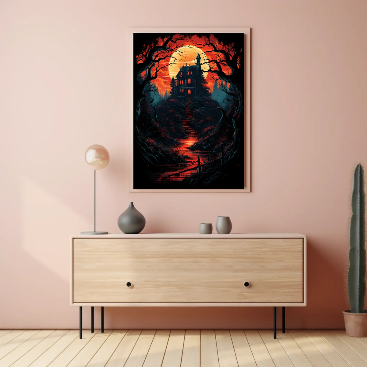 Haunting Gothic Mansion Eerie Landscape Art Poster