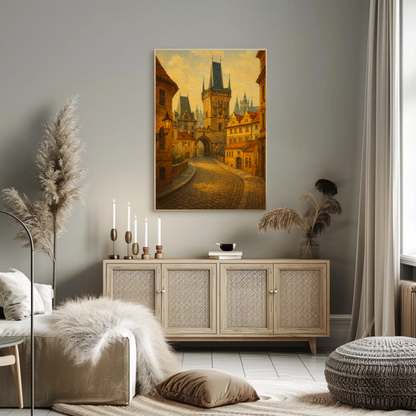 Prague Castle Gate Vintage Travel Poster