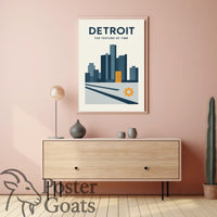 Detroit Cityscape Modern Industrial Urban Artwork Poster