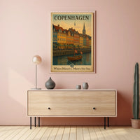 Copenhagen Waterfront Vintage Travel Poster