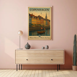 Copenhagen Waterfront Vintage Travel Poster