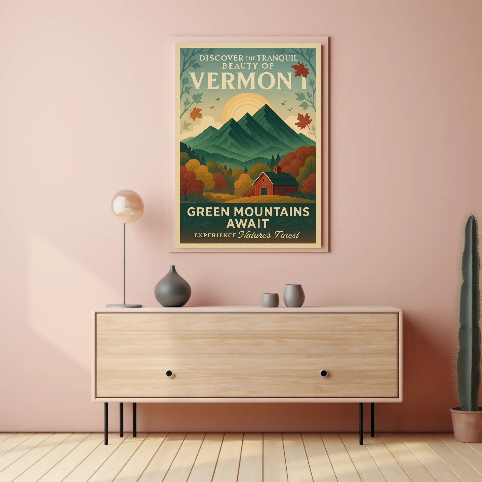 Green Mountains Await Vintage Poster Print