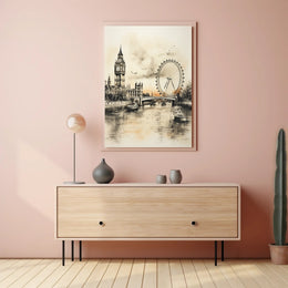 London River Thames Landmarks Travel Poster
