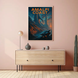 Amalfi Coast Futuristic Vision Poster 18x24 Wall Art