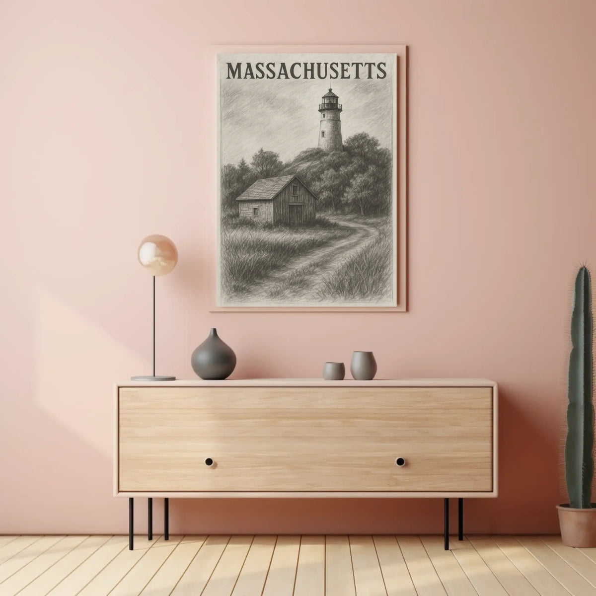 Massachusetts Lighthouse Scene Poster