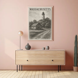 Massachusetts Lighthouse Scene Poster