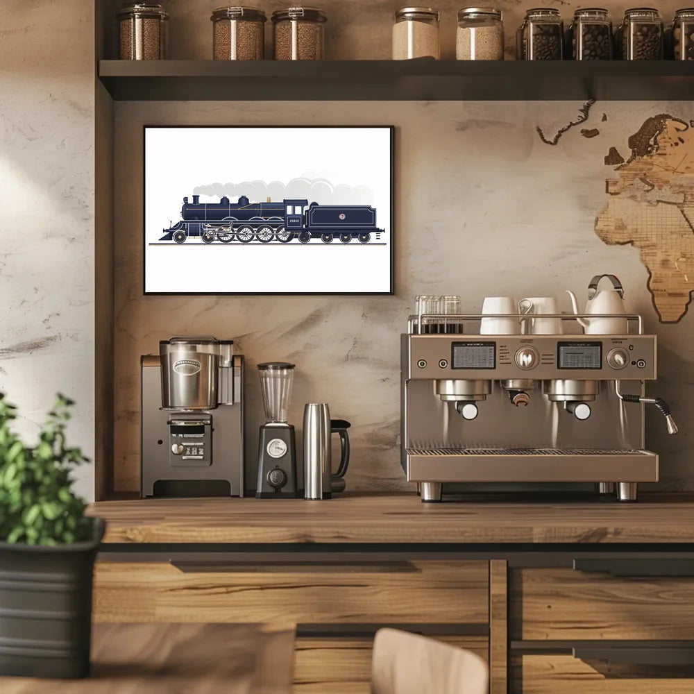 Vintage Steam Locomotive Poster: Classic Rail Elegance