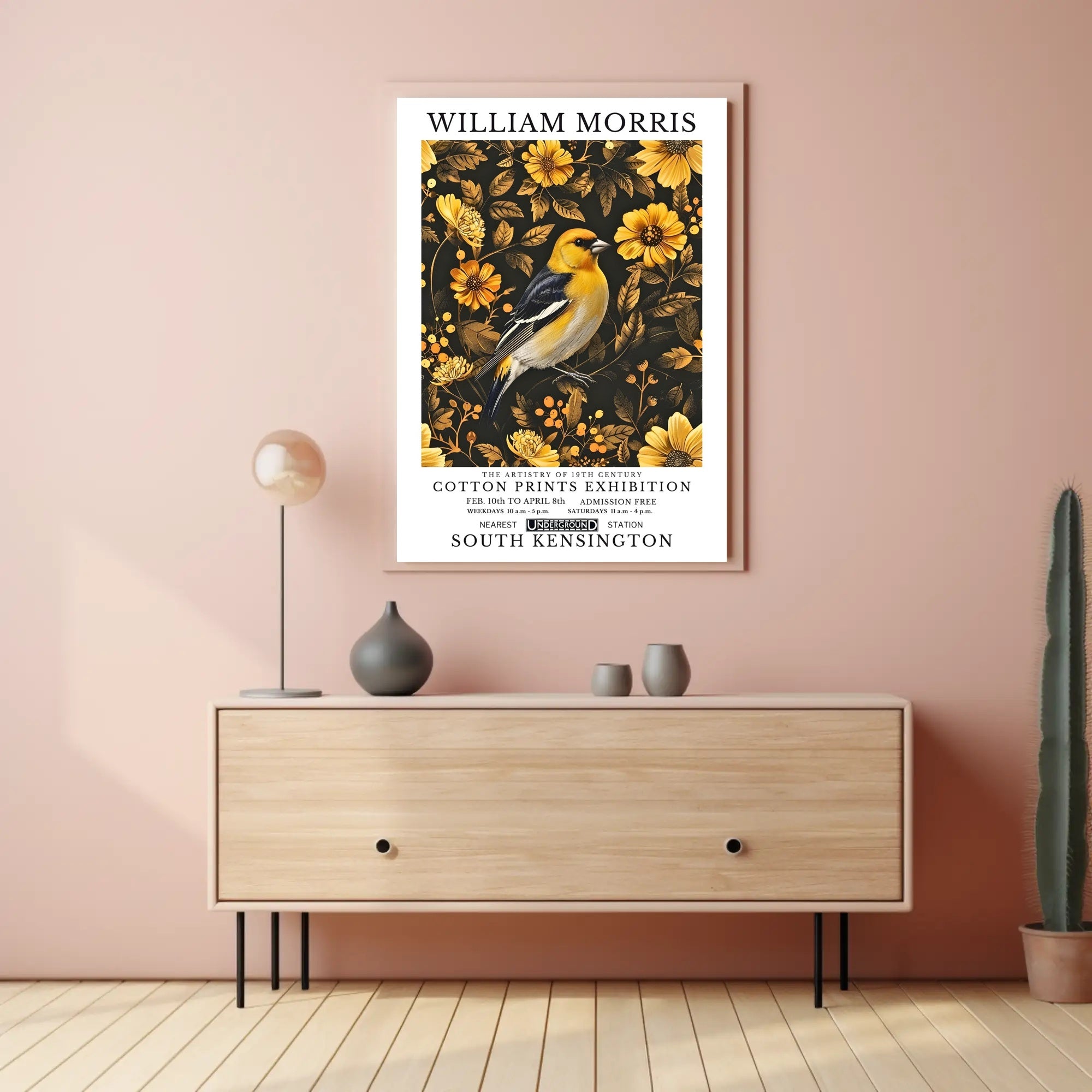 William Morris Inspired Elegant Bird Exhibition Artistic Poster