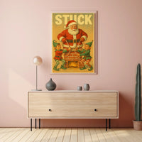 Santa Stuck in Chimney Christmas Poster Art