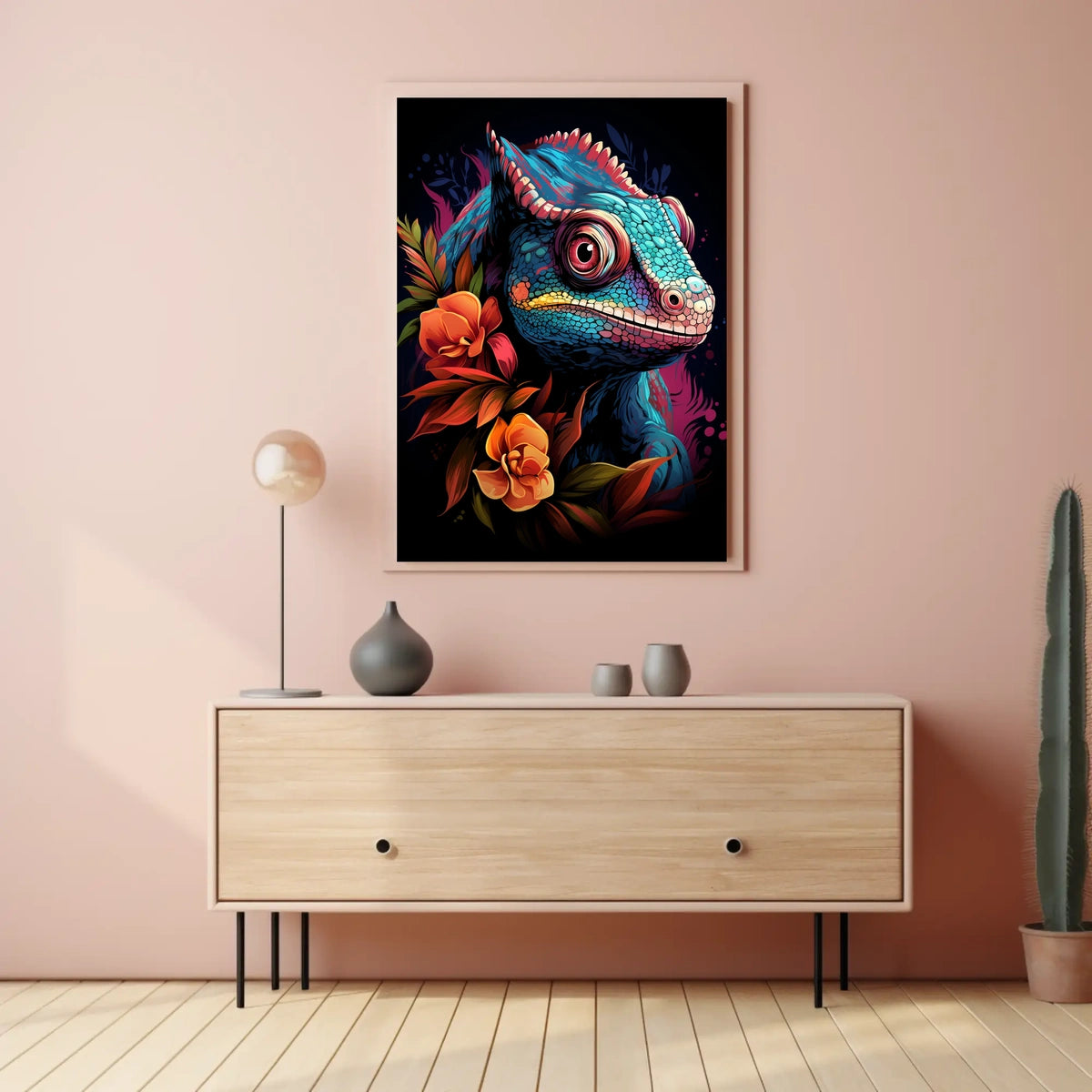 Vibrant Chameleon Art Poster