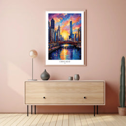 Chicago Skyline at Sunrise Urban or Cityscape Poster PosterGoat