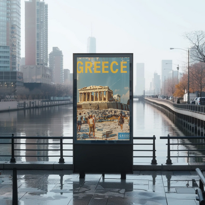 Greece Acropolis with Tourists Poster