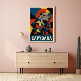 Capybara Art Poster with Geometric Design - Animal Poster