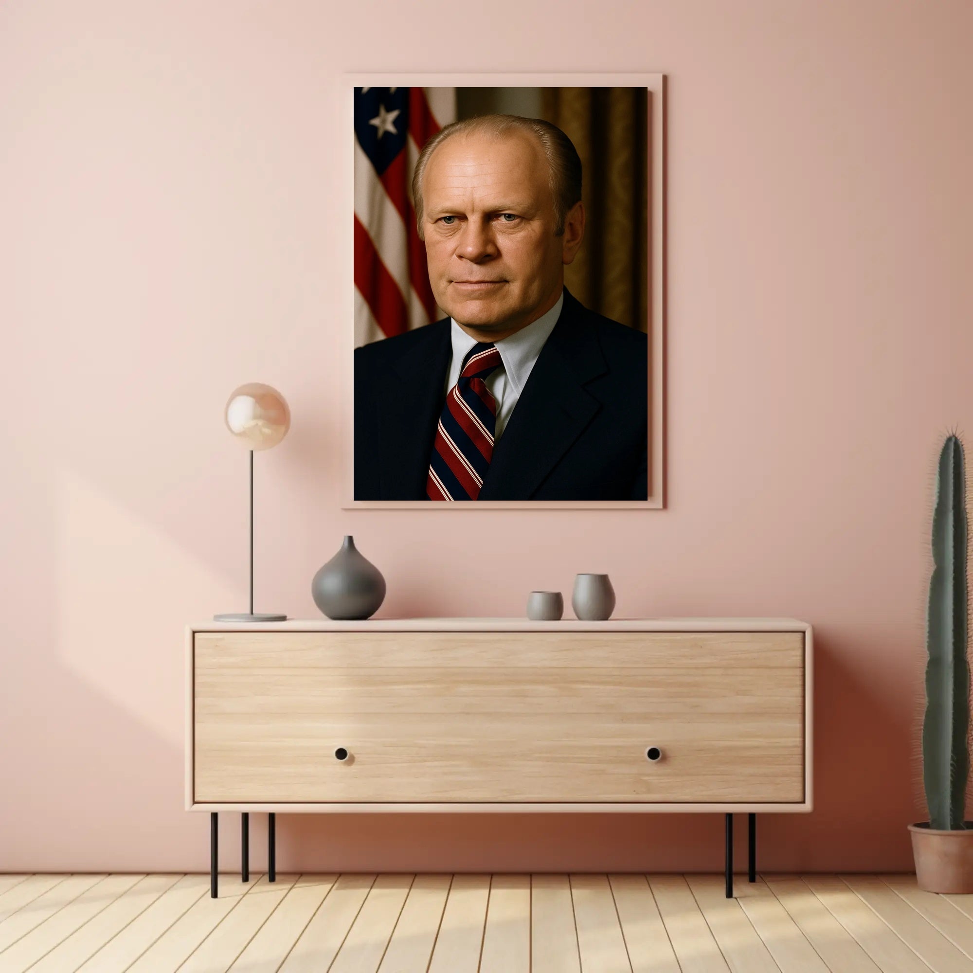 Presidential Portrait with American Flag Historical Poster