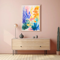 Vibrant Floral Travel Poster Wall Art for Home Decor