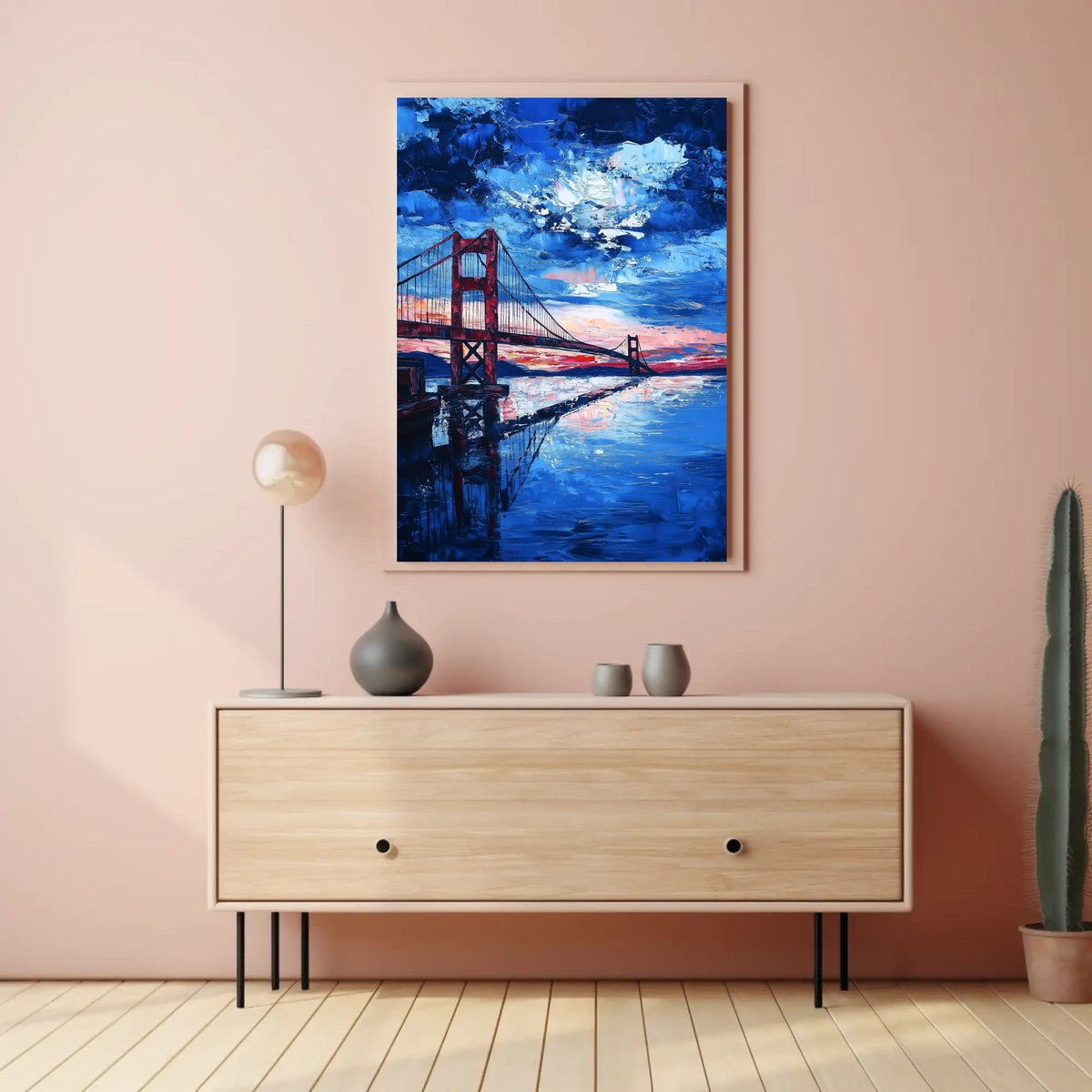 Golden Gate Bridge Sunset Landscape Artwork Modern Poster