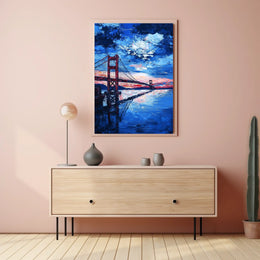 Golden Gate Bridge Sunset Landscape Artwork Modern Poster