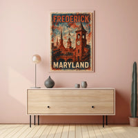 Frederick Maryland Vintage Cityscape Wanderlust Decor Poster