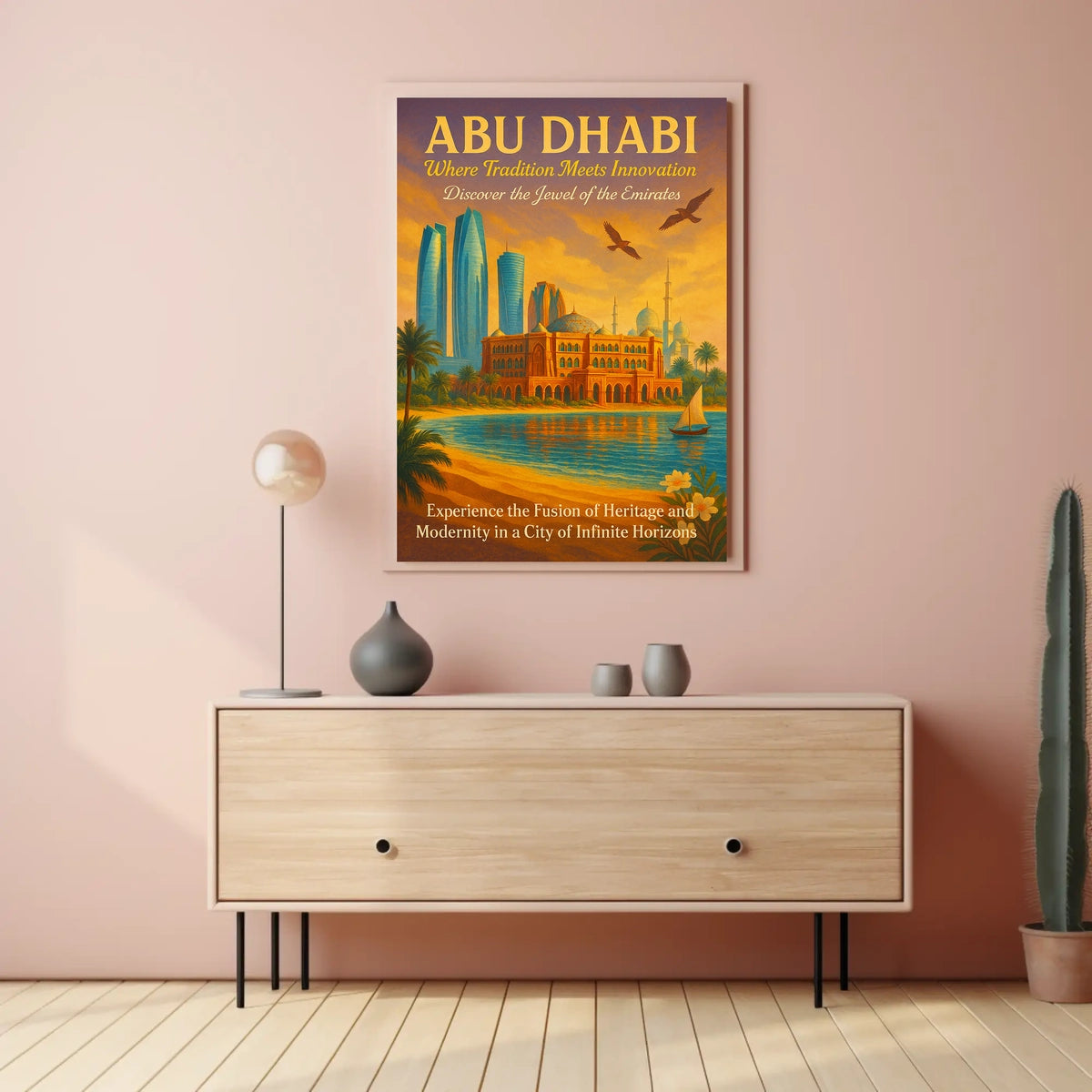 Abu Dhabi Elegance Vintage Travel Poster Fusion